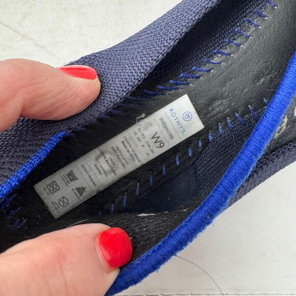 Rothy’s Navy Blue Pointed Toe Flats W9 Knit Sustainable Washable Lightweight - Picture 11 of 12